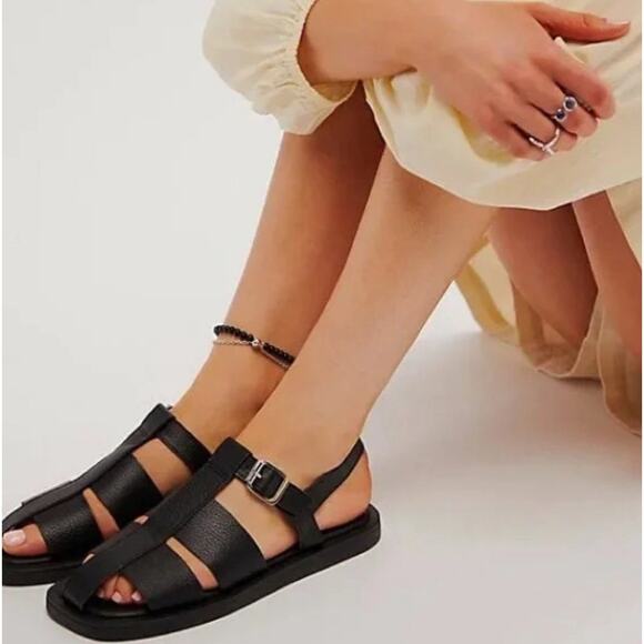 Free People Shoes - Free People Flora Fisherman Sandal Black Leather Made In Italy Women Size 9 NEW